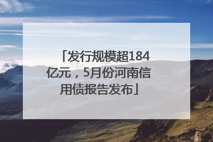 发行规模超184亿元，5月份河南信用债报告发布